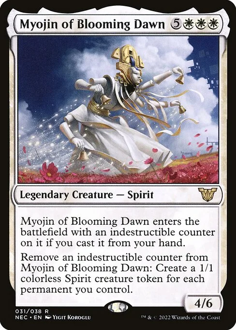 Myojin of Blooming Dawn, carta Magic di tipo Legendary Creature — Spirit illustrata da Yigit Koroglu