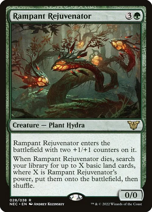 Rampant Rejuvenator, carta Magic di tipo Creature — Plant Hydra illustrata da Andrey Kuzinskiy