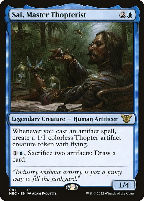 Sai, Master Thopterist, carta Magic di tipo Legendary Creature — Human Artificer illustrata da Adam Paquette