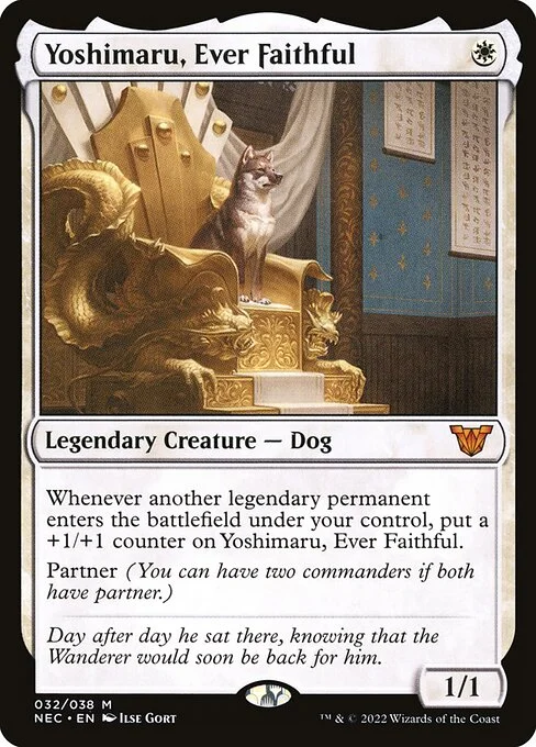 Yoshimaru, Ever Faithful, carta Magic di tipo Legendary Creature — Dog illustrata da Ilse Gort