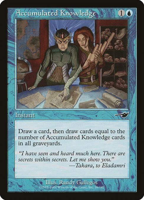 Accumulated Knowledge, carta Magic di tipo Instant illustrata da Randy Gallegos