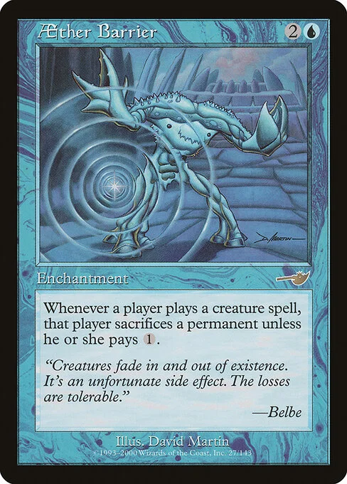 Aether Barrier, carta Magic di tipo Enchantment illustrata da David Martin