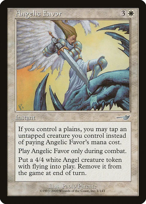 Angelic Favor, carta Magic di tipo Instant illustrata da Paolo Parente