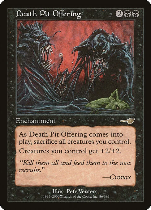 Death Pit Offering, carta Magic di tipo Enchantment illustrata da Pete Venters