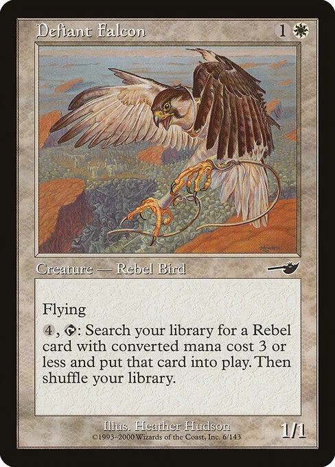 Defiant Falcon, carta Magic di tipo Creature — Rebel Bird illustrata da Heather Hudson