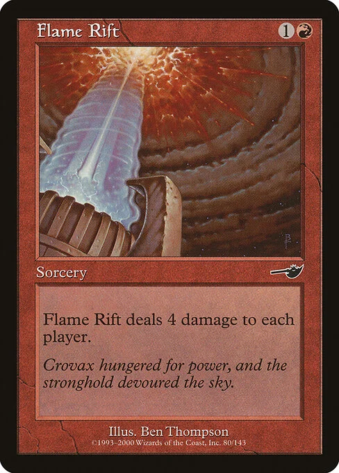 Flame Rift, carta Magic di tipo Sorcery illustrata da Ben Thompson
