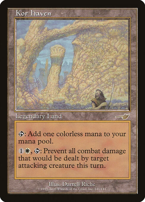 Kor Haven, carta Magic di tipo Legendary Land illustrata da Darrell Riche