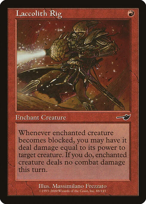 Laccolith Rig, carta Magic di tipo Enchantment — Aura illustrata da Massimiliano Frezzato