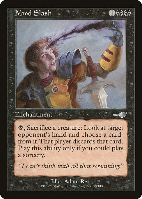 Mind Slash, carta Magic di tipo Enchantment illustrata da Adam Rex