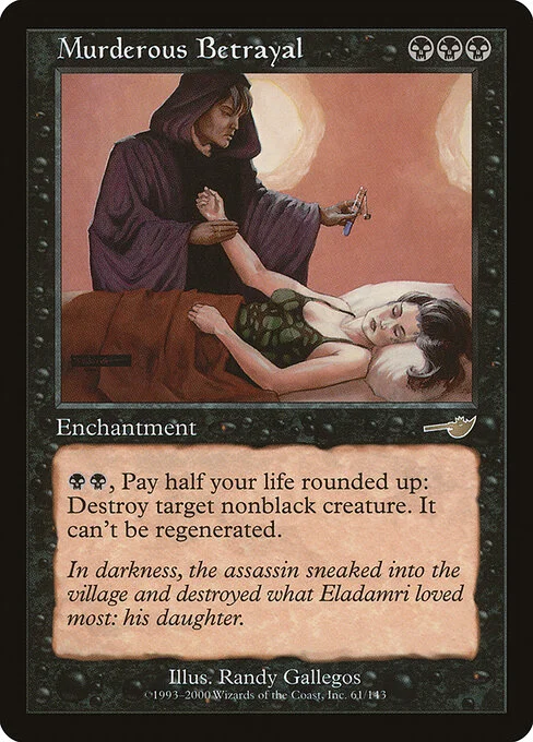 Murderous Betrayal, carta Magic di tipo Enchantment illustrata da Randy Gallegos
