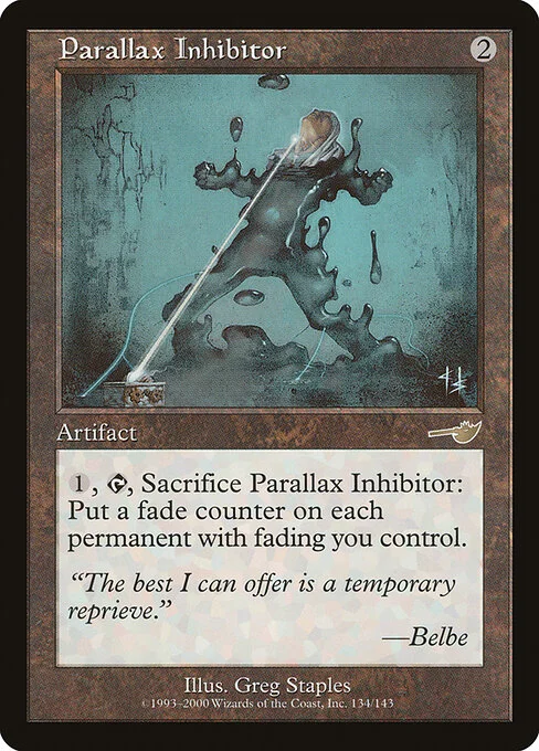 Parallax Inhibitor, carta Magic di tipo Artifact illustrata da Greg Staples