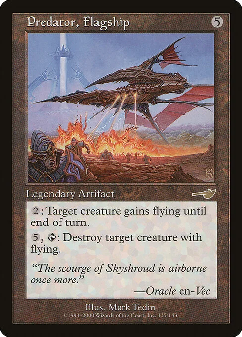 Predator, Flagship, carta Magic di tipo Legendary Artifact illustrata da Mark Tedin