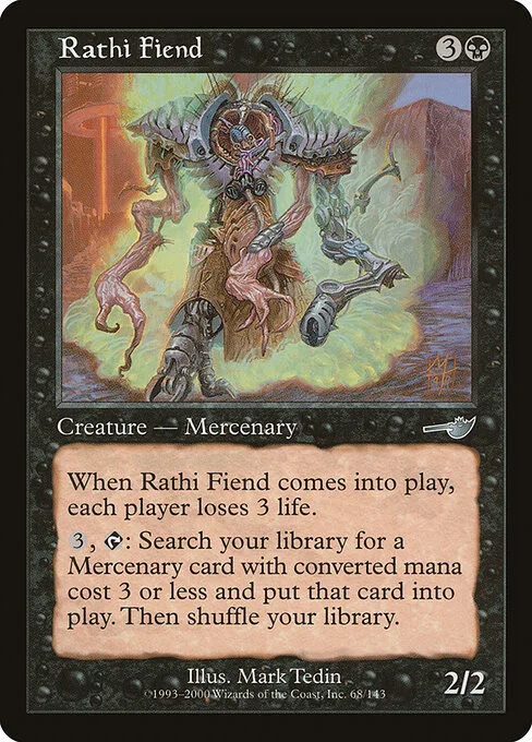 Rathi Fiend, carta Magic di tipo Creature — Phyrexian Horror Mercenary illustrata da Mark Tedin