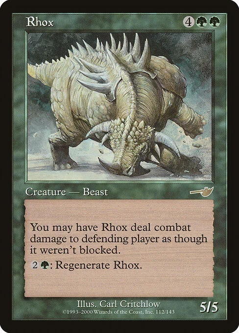 Rhox, carta Magic di tipo Creature — Rhino Beast illustrata da Carl Critchlow