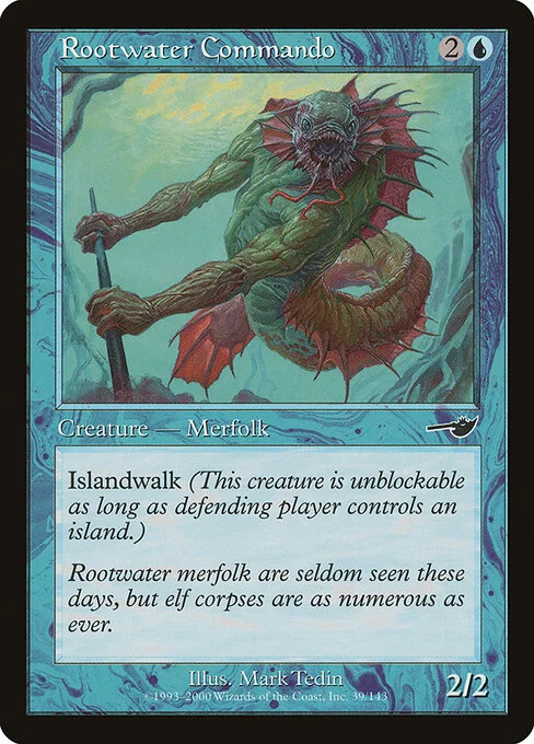 Rootwater Commando, carta Magic di tipo Creature — Merfolk illustrata da Mark Tedin