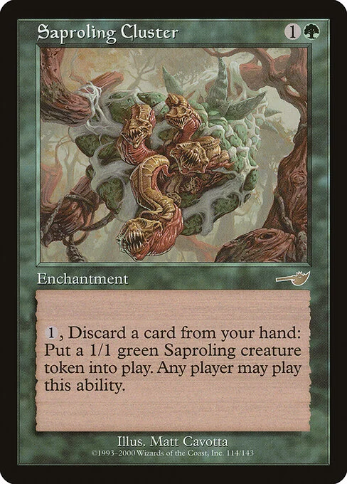 Saproling Cluster, carta Magic di tipo Enchantment illustrata da Matt Cavotta
