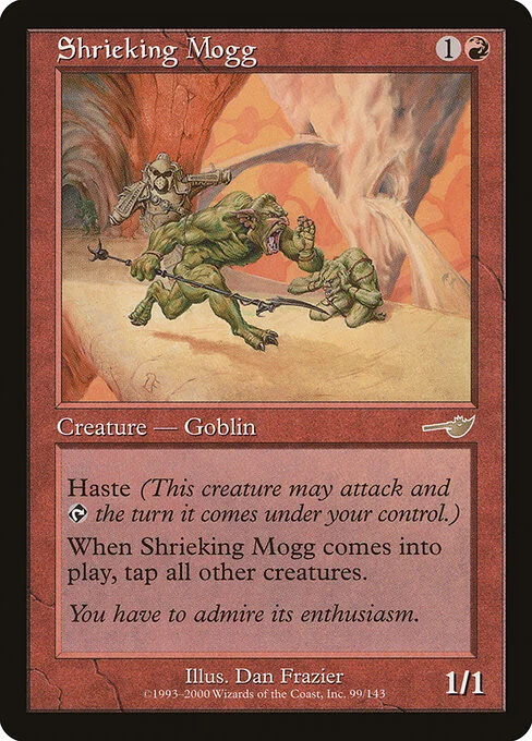 Shrieking Mogg, carta Magic di tipo Creature — Goblin illustrata da Dan Frazier