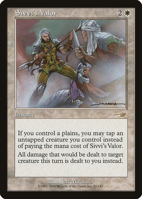 Sivvi's Valor, carta Magic di tipo Instant illustrata da Jeff Miracola