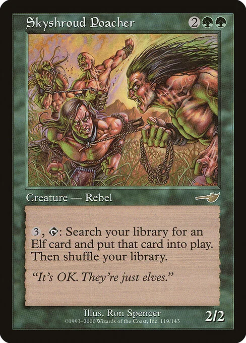 Skyshroud Poacher, carta Magic di tipo Creature — Human Rebel illustrata da Ron Spencer
