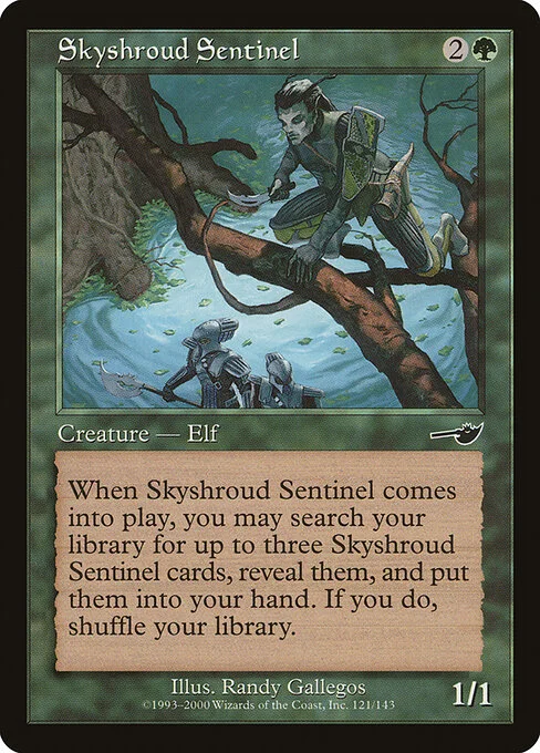 Skyshroud Sentinel, carta Magic di tipo Creature — Elf illustrata da Randy Gallegos