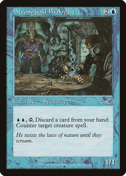 Stronghold Biologist, carta Magic di tipo Creature — Human Spellshaper illustrata da Terese Nielsen