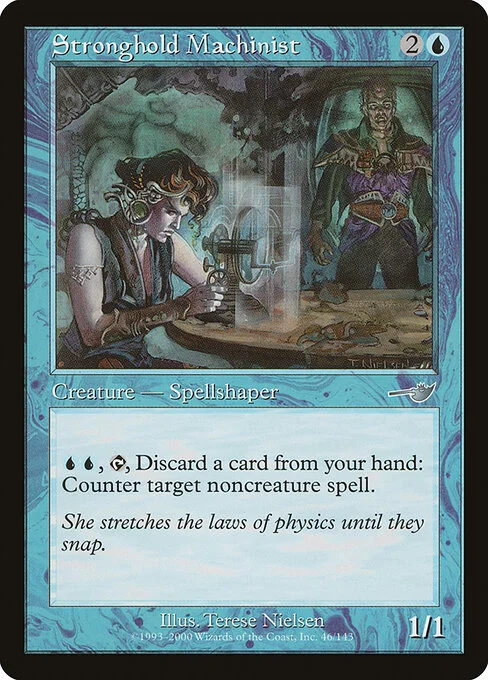Stronghold Machinist, carta Magic di tipo Creature — Human Spellshaper illustrata da Terese Nielsen