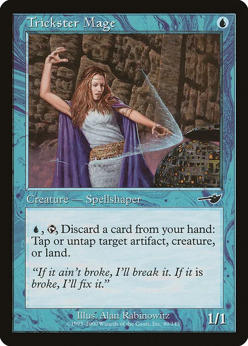 Trickster Mage, carta Magic di tipo Creature — Human Spellshaper illustrata da Alan Rabinowitz