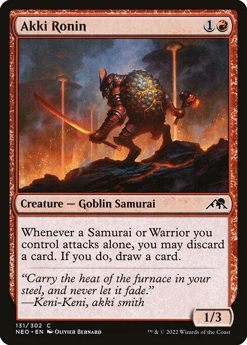 Akki Ronin, carta Magic di tipo Creature — Goblin Samurai illustrata da Olivier Bernard