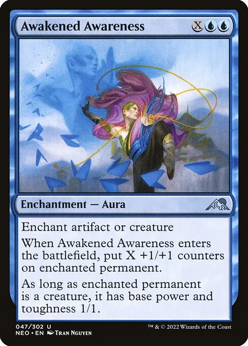 Awakened Awareness, carta Magic di tipo Enchantment — Aura illustrata da Tran Nguyen