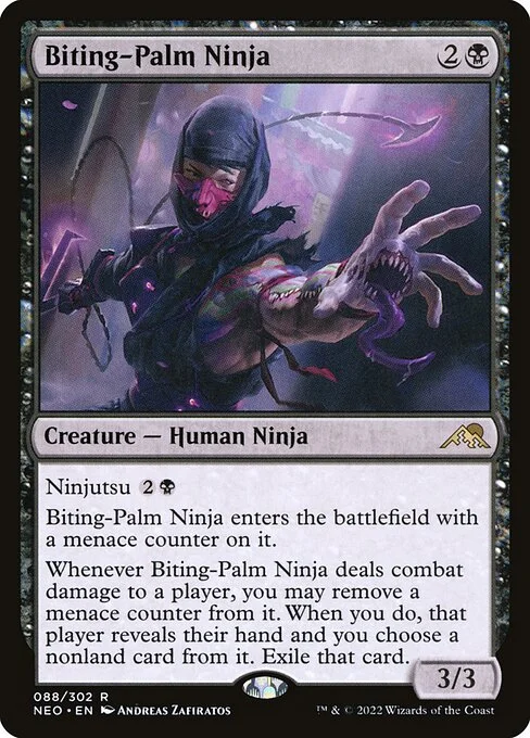 Biting-Palm Ninja, carta Magic di tipo Creature — Human Ninja illustrata da Andreas Zafiratos