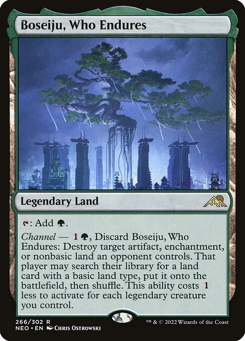 Boseiju, Who Endures, carta Magic di tipo Legendary Land illustrata da Chris Ostrowski