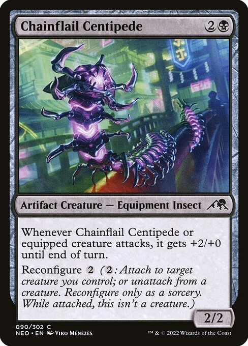 Chainflail Centipede, carta Magic di tipo Artifact Creature — Equipment Insect illustrata da Viko Menezes