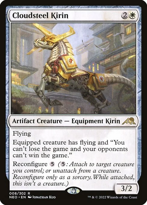 Cloudsteel Kirin, carta Magic di tipo Artifact Creature — Equipment Kirin illustrata da Jonathan Kuo