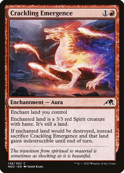 Crackling Emergence, carta Magic di tipo Enchantment — Aura illustrata da Jason Kang