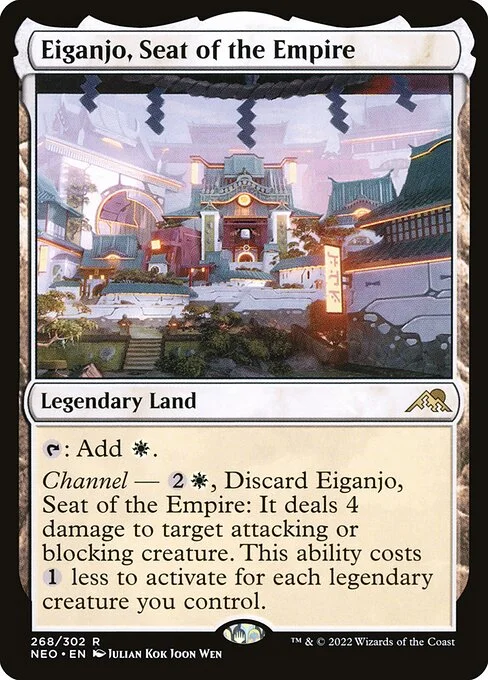 Eiganjo, Seat of the Empire, carta Magic di tipo Legendary Land illustrata da Julian Kok Joon Wen