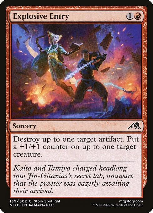 Explosive Entry, carta Magic di tipo Sorcery illustrata da Marta Nael