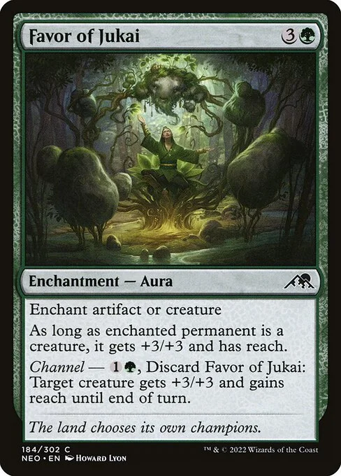 Favor of Jukai, carta Magic di tipo Enchantment — Aura illustrata da Howard Lyon