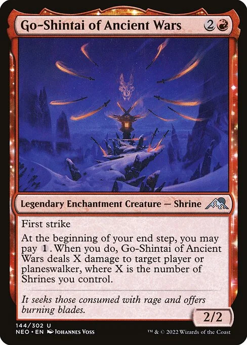 Go-Shintai of Ancient Wars, carta Magic di tipo Legendary Enchantment Creature — Shrine illustrata da Johannes Voss