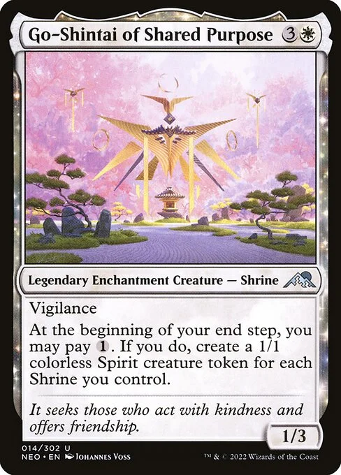 Go-Shintai of Shared Purpose, carta Magic di tipo Legendary Enchantment Creature — Shrine illustrata da Johannes Voss