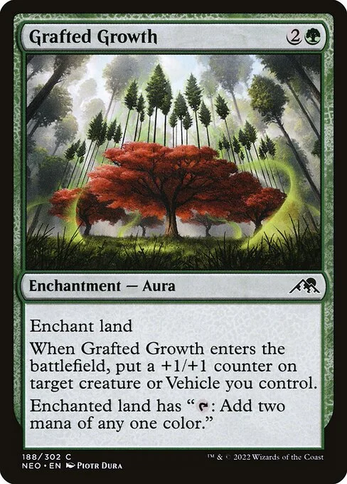 Grafted Growth, carta Magic di tipo Enchantment — Aura illustrata da Piotr Dura