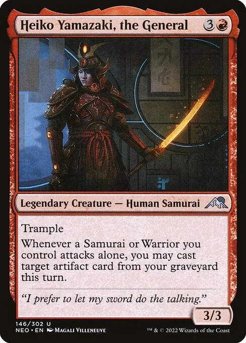 Heiko Yamazaki, the General, carta Magic di tipo Legendary Creature — Human Samurai illustrata da Magali Villeneuve