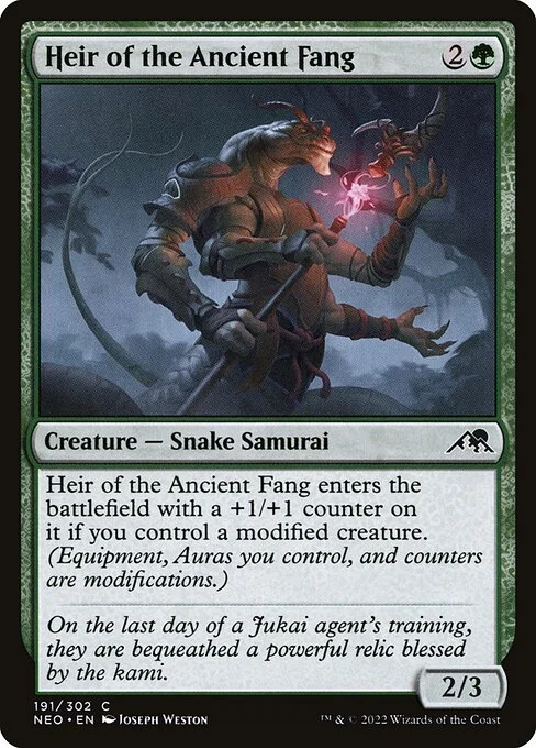 Heir of the Ancient Fang, carta Magic di tipo Creature — Snake Samurai illustrata da Joseph Weston
