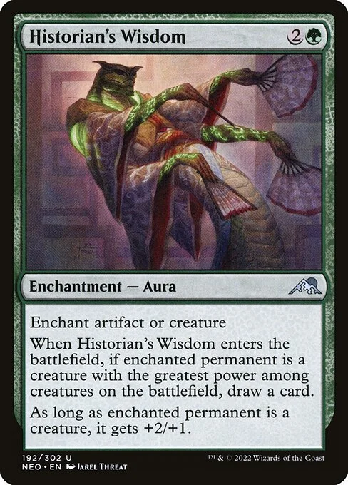 Historian's Wisdom, carta Magic di tipo Enchantment — Aura illustrata da Jarel Threat