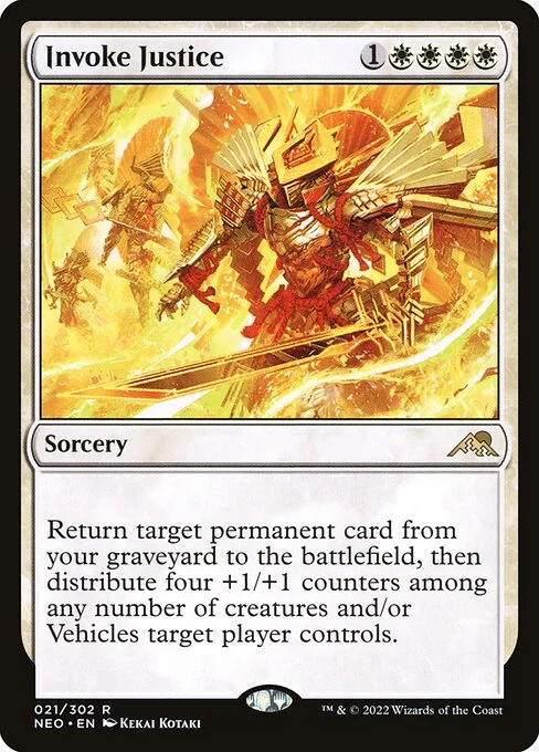 Invoke Justice, carta Magic di tipo Sorcery illustrata da Kekai Kotaki