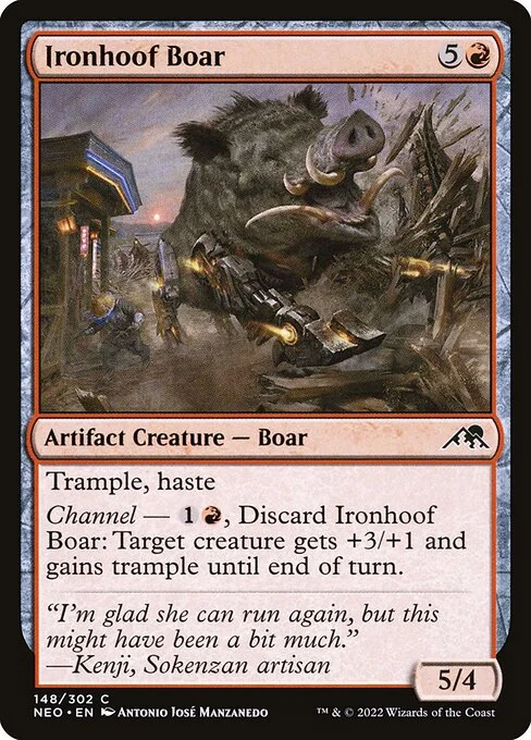 Ironhoof Boar, carta Magic di tipo Artifact Creature — Boar illustrata da Antonio José Manzanedo