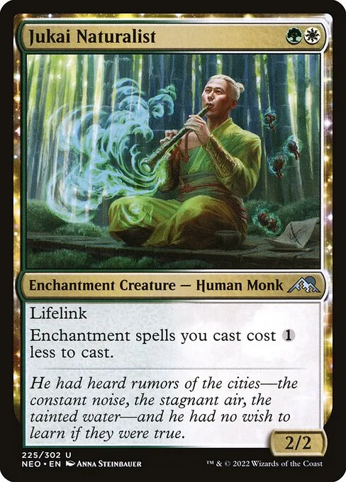 Jukai Naturalist, carta Magic di tipo Enchantment Creature — Human Monk illustrata da Anna Steinbauer