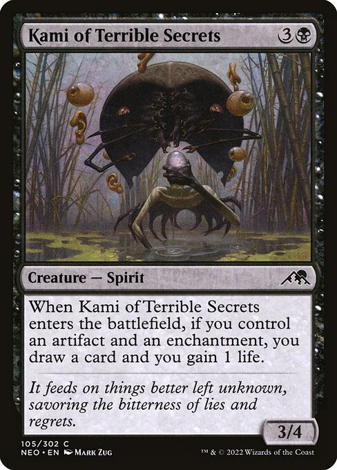 Kami of Terrible Secrets, carta Magic di tipo Creature — Spirit illustrata da Mark Zug