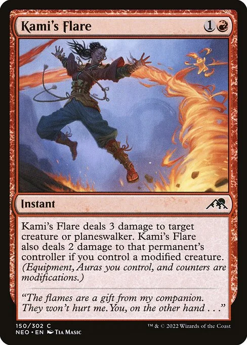 Kami's Flare, carta Magic di tipo Instant illustrata da Tia Masic