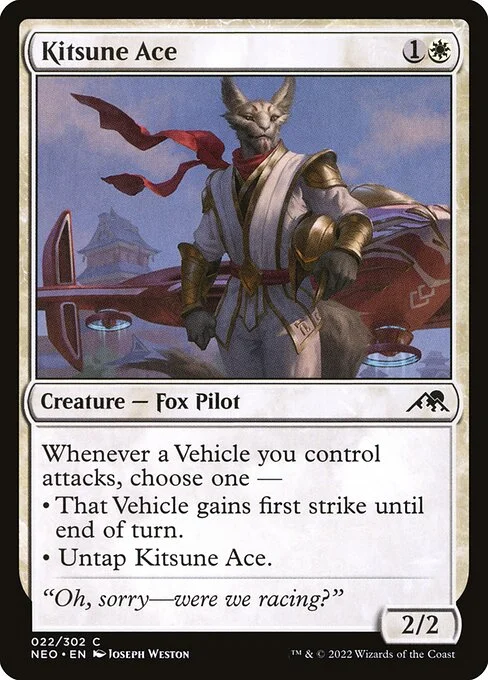 Kitsune Ace, carta Magic di tipo Creature — Fox Pilot illustrata da Joseph Weston