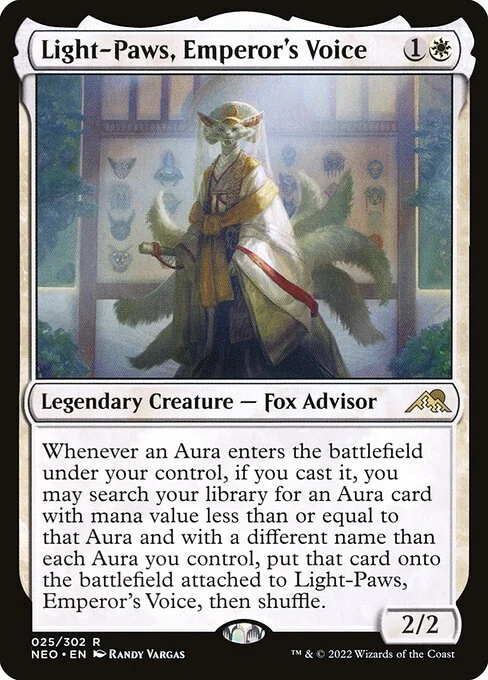 Light-Paws, Emperor's Voice, carta Magic di tipo Legendary Creature — Fox Advisor illustrata da Randy Vargas